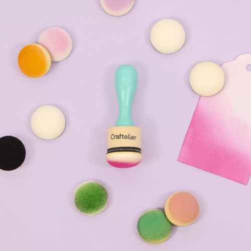 Craftelier - Kit of 2 Ink and Paints Bleding Tools with Base of 30 mm Diameter + Stackable Plastic Containers for Storing Foam Pads | Ideal for Applying Inks in Your Crafts - size: Ink Mixing Blending Tools + Stackable Containers