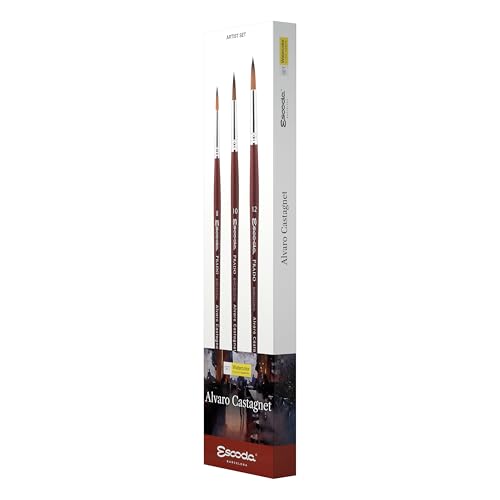 Escoda | Watercolour | Artist Set Alvaro Castagnet 1 | Size 8,10,12 | 3 Brushes Long Handle | Synthetic tame | Round Pointed - color: Alvaro Castagnet 1, size: Artist Set