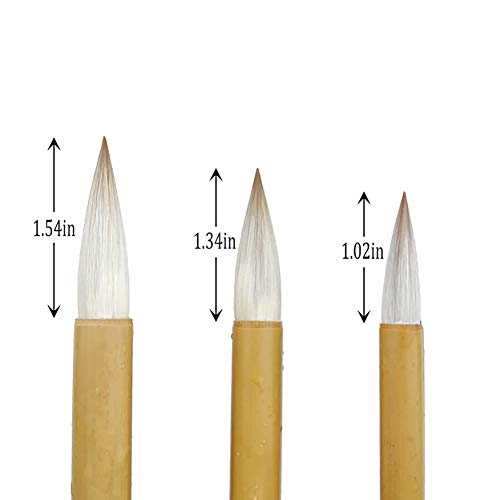 ZLY Chinese Calligraphy Brush Set Writing Drawing Ink Brushes, Japanese Kanji Sumi Brush Pen for Professional Beginner Large Medium Small 3 Pcs/Set