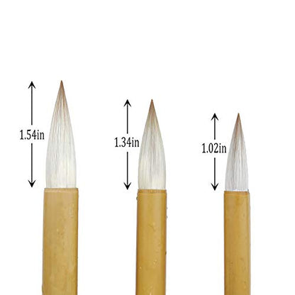 ZLY Chinese Calligraphy Brush Set Writing Drawing Ink Brushes, Japanese Kanji Sumi Brush Pen for Professional Beginner Large Medium Small 3 Pcs/Set