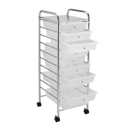 Simply Tidy 10 Drawer Clear Rolling Cart - Mobile Organizer with Removable Drawers, Swivel & Locking Casters, Durable Tubular Frame - 1 Set - color: Clear