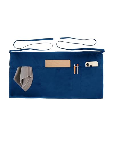 Xeoxarel Aprons with 4 Pockets (Available in 3 Pack / 7 Pack) 23.5'' X 11.5'' - color: 1 Pack Waitress Apron for Women-navy Blue