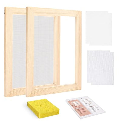 Worown A5 Wooden Paper Making Screen Kit, Paper Making Frames, Mould and Deckle for DIY Crafts - size: A5