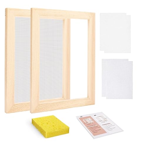 Worown A5 Wooden Paper Making Screen Kit, Paper Making Frames, Mould and Deckle for DIY Crafts - size: A5