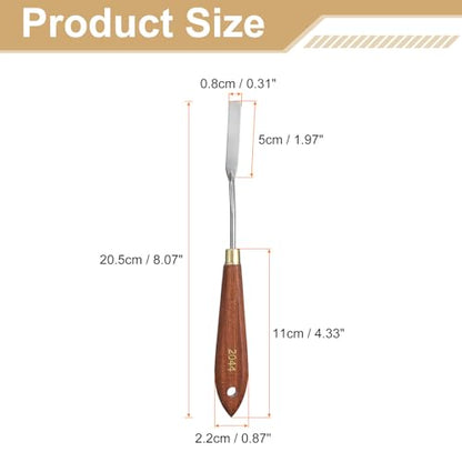 HARFINGTON 2pcs Palette Knife Painting Tool 1.97" x 0.31" Stainless Steel Teardrop Blade 8.27" Length Spatula Painting Pallet Knives with Hole Beech Wood Handle for Acrylic Canvas, Red/Silver - size: 8.27" x 0.31" x 1.97"