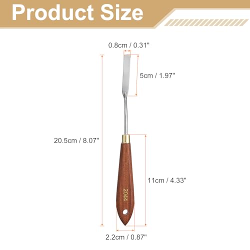 HARFINGTON 2pcs Palette Knife Painting Tool 1.97" x 0.31" Stainless Steel Teardrop Blade 8.27" Length Spatula Painting Pallet Knives with Hole Beech Wood Handle for Acrylic Canvas, Red/Silver - size: 8.27" x 0.31" x 1.97"