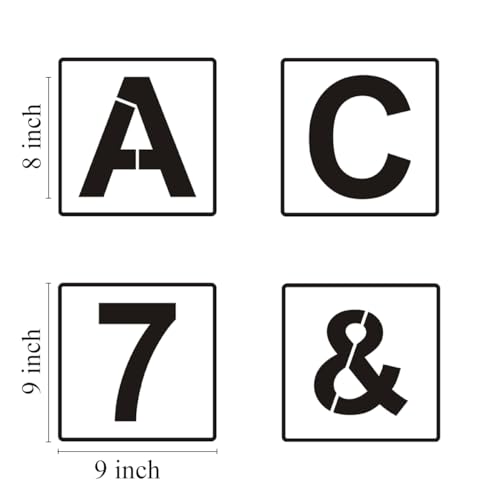 Alphabet Letter and Number Stencils 9 Inch - 40 Pack Large Letters and Numbers Stencil Templates with Signs for Painting on Wood, Reusable Letter Stencils for Chalkboard Signs & Wood Wall Art - size: 9 Inch