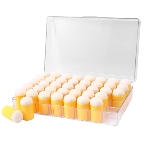 40PCS Sponge Daubers W/Storage Case -Applicator for Stenciling, Sponging, and Creating Detailed Effects - Great for Applying Ink, Chalk, Paint, and More to Your Projects - color: Yellow