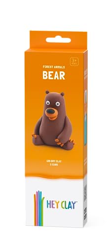 HEY CLAY Forest Animals - Claymate Bear - Air Dry Clay Kit 3 cans and Sculpting Tools with Fun Interactive Instructions App - color: Bear