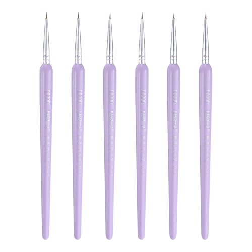 HARFINGTON 6pcs Detail Paint Brushes 5mm Pointed Tip Nylon Hair Miniature Painting Brush for Watercolor Oil Acrylic Painting(00000#), Purple - color: Purple, size: 00000# 5mm