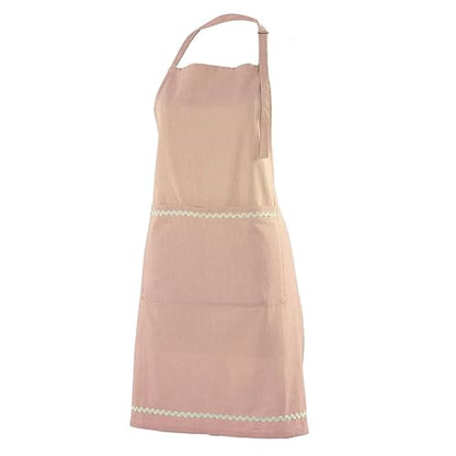 FINGERCRAFT Apron, Dual Pocket, Adjustable Tie, Multipurpose Washable Bib Apron for Home, Kitchen, Chef and Professionals - color: Pink