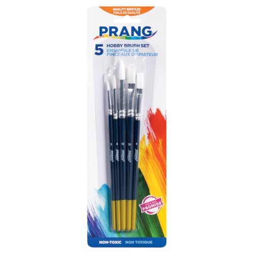 Prang Hobby Paint Brush Set, Assorted Sizes, 5 Brushes/Set, Pack of 6 Sets, 30 Brushes Total - size: 5 Count (Pack of 6)