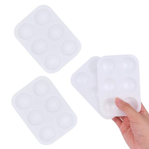 LNAUJS 4 Pack Paint Tray Palette, 6 Well Rectangular Plastic Palette for Oil, Watercolor Paint, White