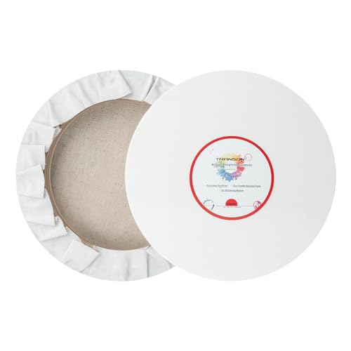 TRANSON 4 Sizes 12" 10" 8" 6" Round Shaped Stretched Canvas Primed Ready for Painting - size: Round 4PCS
