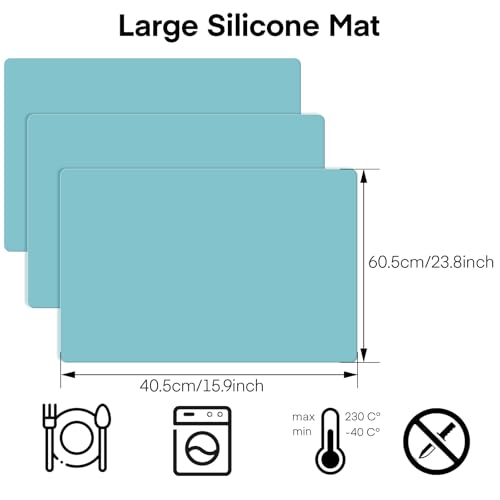 Gartful 3Pack Extra Large Silicone Mat, 23.6 x 15.7 inches for Crafts, Resin Jewelry Casting Molds Mat, Silicone Placemat, Multipurpose Table Protector, Nonstick Nonskid Heat-Resistant, Black Green - color: Black Green, size: 3pcs - 60 x 40cm x 0.8mm