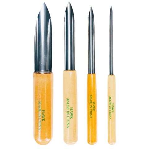 ARTIST'S BEST 4-Piece Carving Tool Set | For Clay & Wax | Wooden Handles & Stainless Steel Tips | 3/16" (0.5 cm) to 13/16" (2.1 cm) Widths | Convex & Concave Sculpting - size: 4 Piece (Convex and Concave)
