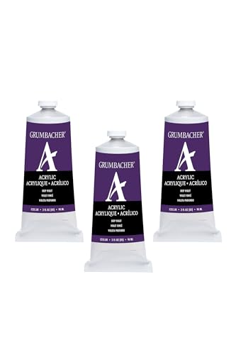 Grumbacher Deep Violet Acrylic Paint, 90ml/3 oz. Metal Tube, 3-Pack - color: Deep Violet