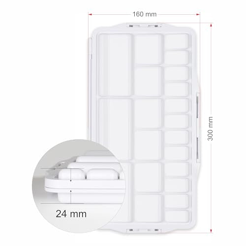 Liquidraw Plastic Paint Palette - 42 Well | Air Tight Seal | Large Folding Mixing & Painting Palette | Suitable for Acrylic, Oil, Watercolor & Gouache | for Professional Artists, Students & Kids