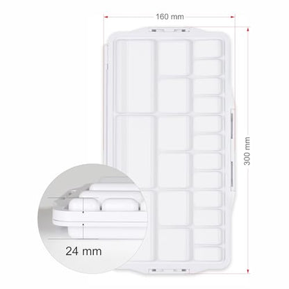Liquidraw Plastic Paint Palette - 42 Well | Air Tight Seal | Large Folding Mixing & Painting Palette | Suitable for Acrylic, Oil, Watercolor & Gouache | for Professional Artists, Students & Kids