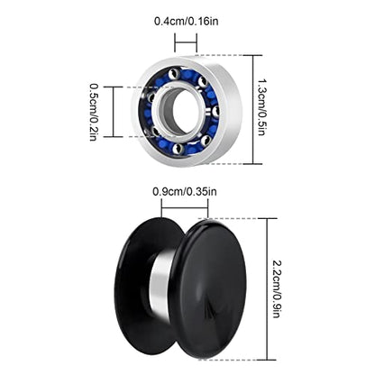 NiArt Fidget Spinner Bearings with Caps 20 Pack, Chrome Steel DIY Set - size: ONLY 20 BLACK Cap Bearings