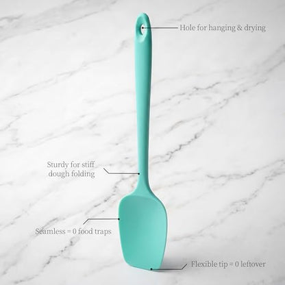 600ºF Heat Resistant Silicone Spatula Spoonula Set of 2, Aqua Sky | High Heat Food Safe Kitchen Use Scraper for Cooking Baking Mixing Scraping Stirring Cake Nonstick Cookware Pan Bowl - color: Aqua Sky, size: Large/Spoon Spatula - 2pcs