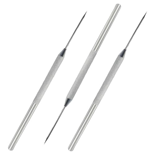 ISDVBUY 3 Pack Aluminum Clay Carving Tools 6.1 Inch Silver Stainless Steel Tips Needle Tool Set Clay Sculpting Tools for Ceramics, Sculpting, DIY Craft, Detailed Carving