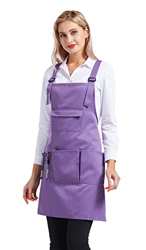 Nanxson Apron with Pockets Cross Back Apron for Hair Stylist Gardening - color: Purple