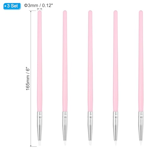 PATIKIL Silicone Clay Sculpting Tool, 15 Pcs Clay Shaping Tool Soft Rubber Modeling Dotting Tool for Pottery Clay Craft Painting Nail Rock, Pink/White (3mm) - color: Pink/White, size: 3mm