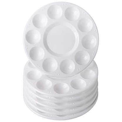 Hutou 12 Pack Paint Tray Palettes, Round, White | Painting Palette, Plastic Paint Pallets for Kids on School Project or Art Class - color: 12 Pack