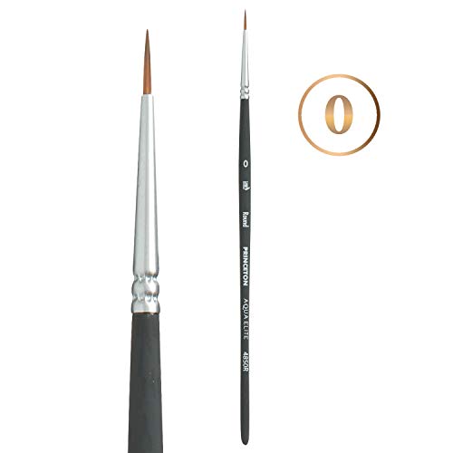 Princeton Aqua Elite, Series 4850, Synthetic Kolinsky Watercolor Paint Brush,Round, 0 - size: Size 0