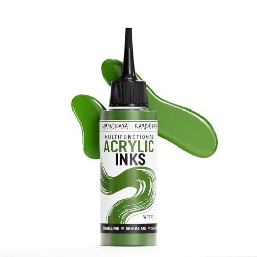 Kamenskaya Acrylic Inks, 'Moss' Acrylic Ink, 3.38 Fl Oz (100 ml) | Highly Concentrated, Multifunctional Liquid Acrylic Paint - color: Moss