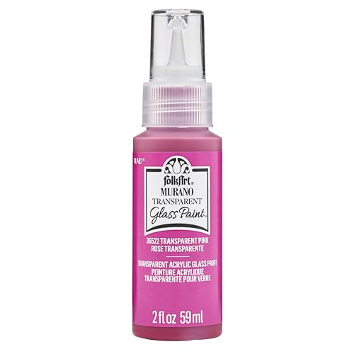 FolkArt Murano Transparent Acrylic Glass Paint, Pink, Perfect for Indoor and Outdoor Arts and Crafts Projects, 2 fl oz, 36522 - color: Transparent Pink, style: Transparent