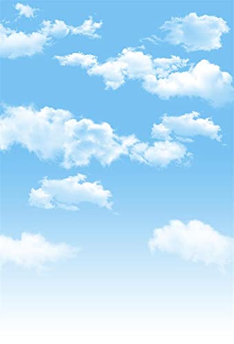 7x9ft Blue Sky and White Clouds Backdrop for Photography Vinyl Material | Clear Sky Photo Background Banner Airplane Theme Baby Newborn Birthday Cake Table Party Decorations Kid Portrait Studio Props - size: 7x9ft