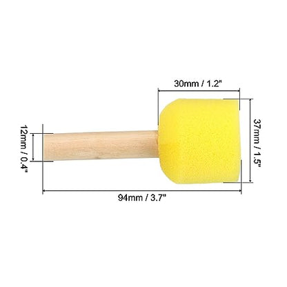PATIKIL 1.5" Paint Sponges, 40 Pack Round Foam Brush With Wooden Handle for Crafts Arts, Yellow - size: 1 Count (Pack of 40)