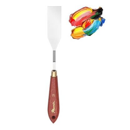 MECCANIXITY Pack of 1 Palette Knife No.23, 7.6" Long Palette Knives with Stainless Steel Flexible Spatula Pallet Knife and Wood Handle for Scraping, Mixing, Oil Acrylic Painting Canvas - style: No.23