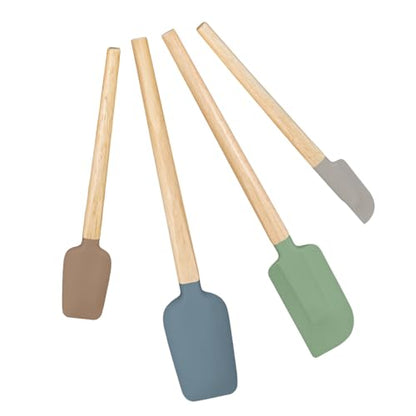 Silicone Spatula Set, Food Grade Rubber Spatula-4 Piece Nonstick Rubber Spatulas, Spoonula, Jar Scraper for Cooking, Baking, Mixing, Frosting - Heat Resistant Up to 600°F (4 Pcs Spatula Colorful) - color: Colorful