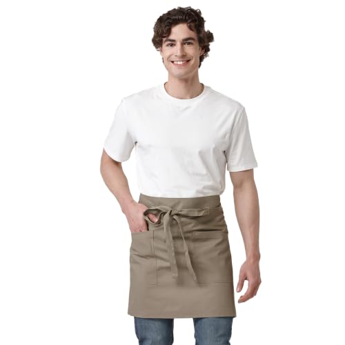 Waist Apron for Men Server Bistro Half 4251BY - color: Dark Khaki, size: 1 Pack