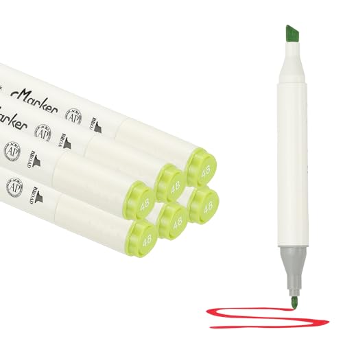 PATIKIL Dual Tip Markers, 6 Pcs Dual Tip Alcohol Markers Set White Barrel with Brush Tip and Fine Tip for Illustration Artist Adult Coloring Drawing Permanent Sketching, Yellow - color: Yellow
