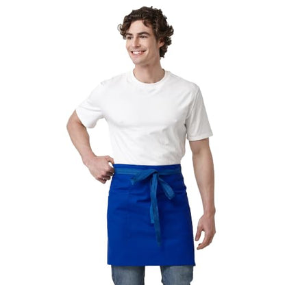 Waist Apron for Men Server Bistro Half 4251BY - color: Royal, size: 1 Pack