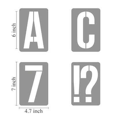 6 Inch Alphabet Letter Stencils for Painting - 42 Pack Letter and Number Stencil Templates with Signs for Painting on Wood, Reusable Numbers and Letters Stencils for Chalkboard Wood Signs & Wall Art - size: 6 Inch