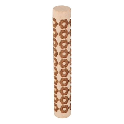 HARFINGTON Wood Clay Roller 4" Flower Pattern Rolling Pins Wood Rollers Pottery Tools Wood Grain Texture Rollers for Clay Baking Dough Playdough DIY - style: Flower