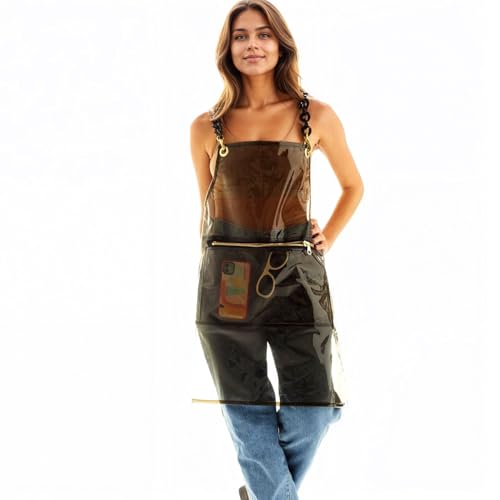 Hair Stylist Apron for Women - Waterproof Barber Nail Tech Apron Hairdresser Hairstylist Salon Aprons with Pocket - color: Black