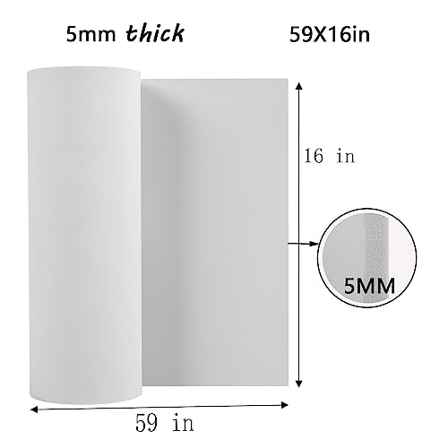 AMZQNART 5mm EVA Foam Sheets Roll 16x59in White for Cosplay DIY 90kg/m3 - color: 16×59in White, size: 5mm-Thick
