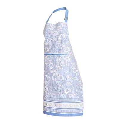 FINGERCRAFT Apron, Dual Pocket, Adjustable Tie, Multipurpose Washable Bib Apron for Home, Kitchen, Chef and Professionals - color: Azure Garden