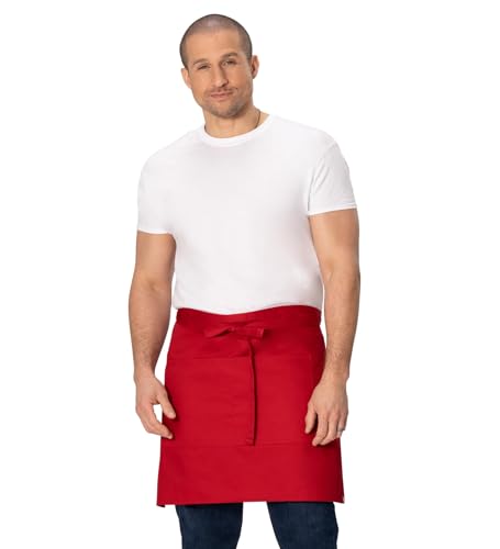 Chef Works Unisex Half Bistro Server Apron - color: Red
