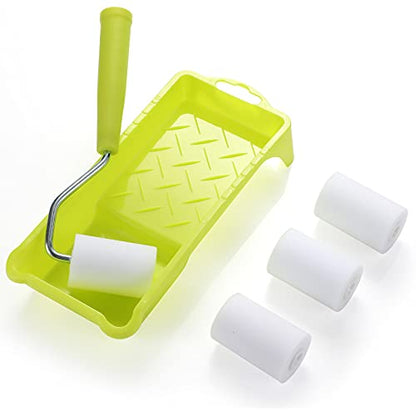 Paint Roller 2 Inch,High-Density Foam Roller with Frame,Tray,Mini Paint Roller Refills, Small Sponge Roller Painting Supplies for Smaller DIY Stenciling Projects(Pack of 6) | 2" high-density foam mini roller kit with frame, tray & covers. Ideal for walls,