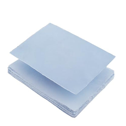 Wanderings 50 Pack Blue A6 Handmade Deckled Edge Cotton Paper - 4" x 6" - Cold Pressed Texture - Paint, Watercolor, Writing, Printer - Cards, Wedding Invitations, Menus, Arts and Crafts. 150 GSM - color: Blue, size: A6 10.5x15 cm