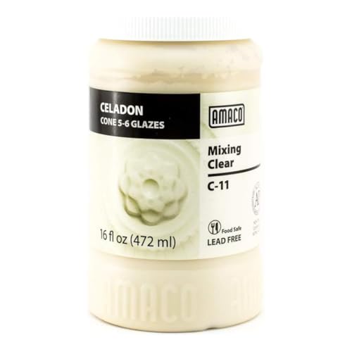 AMACO Celadon High Fire Gloss Glaze, 16 oz. (473 mL), C-11 Mixing Clear | Transparent, Mixable Mid-High Fire Cone 5-6 (C) Liquid Ceramic Pottery Glaze for Bisque - color: C-11 Mixing Clear