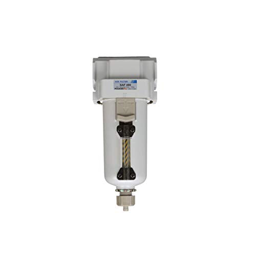 PneumaticPlus SAF400-N04B-MEP Compressed Air Particulate Filter 1/2" NPT | 10 Micron Element, 211 SCFM, 1/2" NPT, Metal Bowl, Manual Drain, 250 PSI Max, Mounting Bracket Included - style: Metal Bowl - Manual Drain