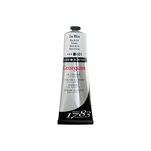 Daler Rowney Georgian Oil Paint Zinc White 225ml Tube - Art Paints for Canvas Paper and More - Oil Painting Supplies for Artists and Students - Artist Oil Paint for Any Skill Set